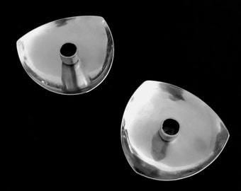 A Pair of Vintage Mid Century Modern Candleholders in Stainless Steel Denmark