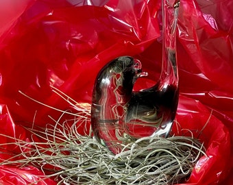 Vintage Large Mid Century Modern  Tabletop Glass Decorative Bird Sculpture Murano Italy