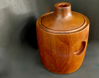 Eccezionale Henning Koppel per Georg Jensen Vintage Mid Century Modern Teak Ice Holder Danimarca