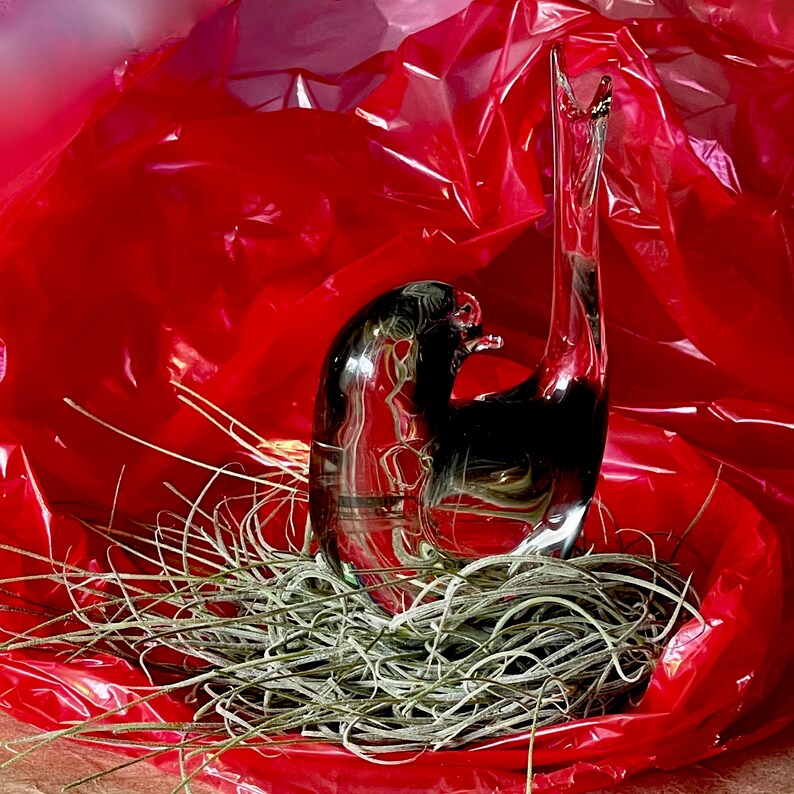 Vintage Large Mid Century Modern Tabletop Glass Decorative Bird