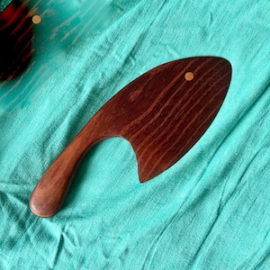 Vintage Mid Century Modern Unique Large Sculptural Signed Teak Hand Crafted Fish Shaped Kitchen Utensil Eye Decoration to Both Sides