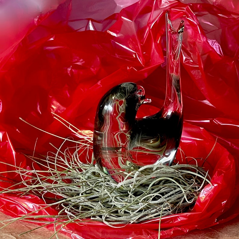 Vintage Large Mid Century Modern Tabletop Glass Decorative Bird