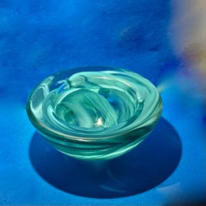 wonderful vintage signed Kosta Boda table top Decorative thick heavy Glass Bowl 3 1/2&quot; H 6 3/4&quot; Dia 2&quot; deep in the best condition