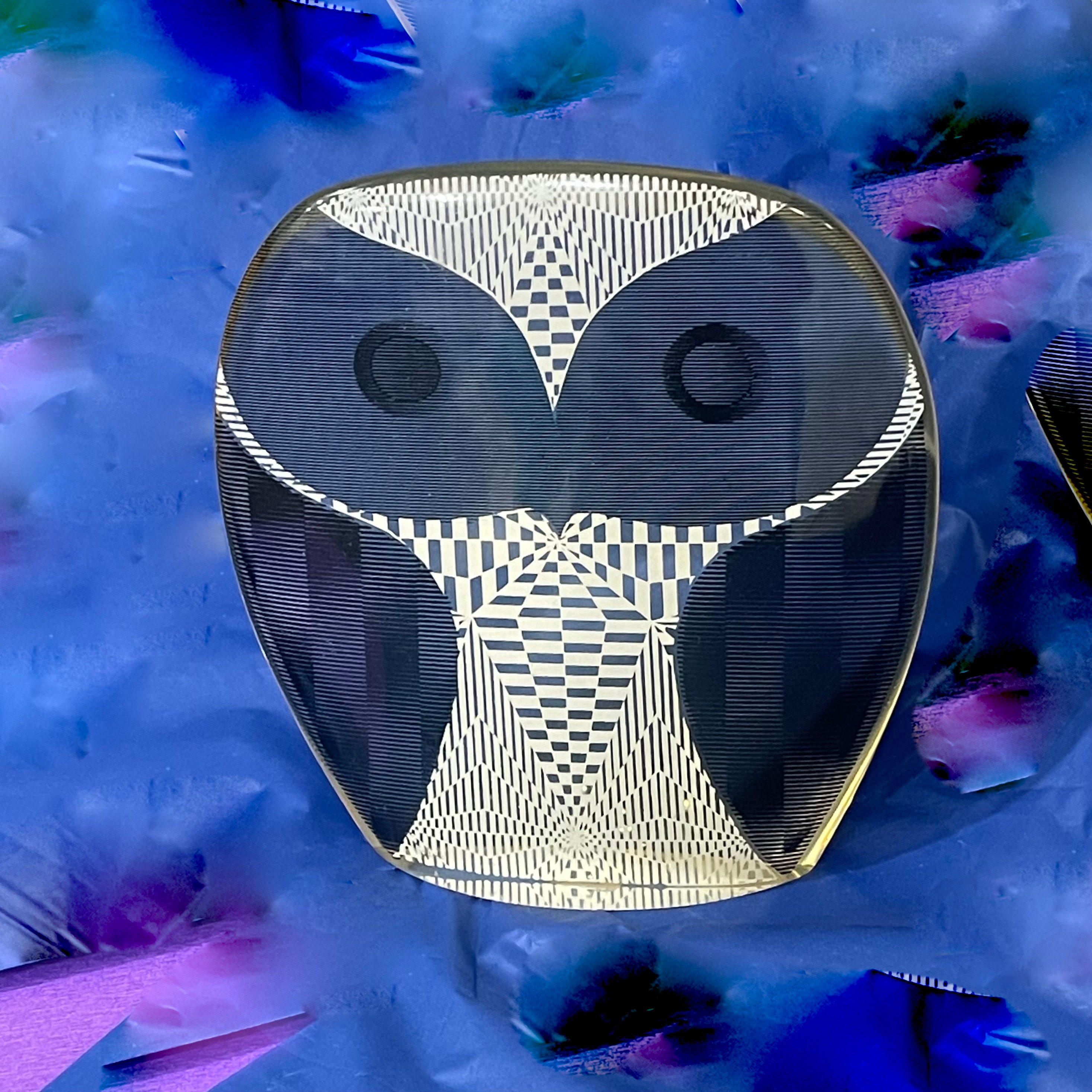 Vintage Decorative Abstract  Lucite Owl Sculpture Designed by Abraham Palatnik Brazil
