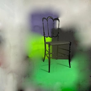 Beautiful Vintage Classic Chiavari Chair all Original in untouched Condition Black Lacquered Wood Made in Italy