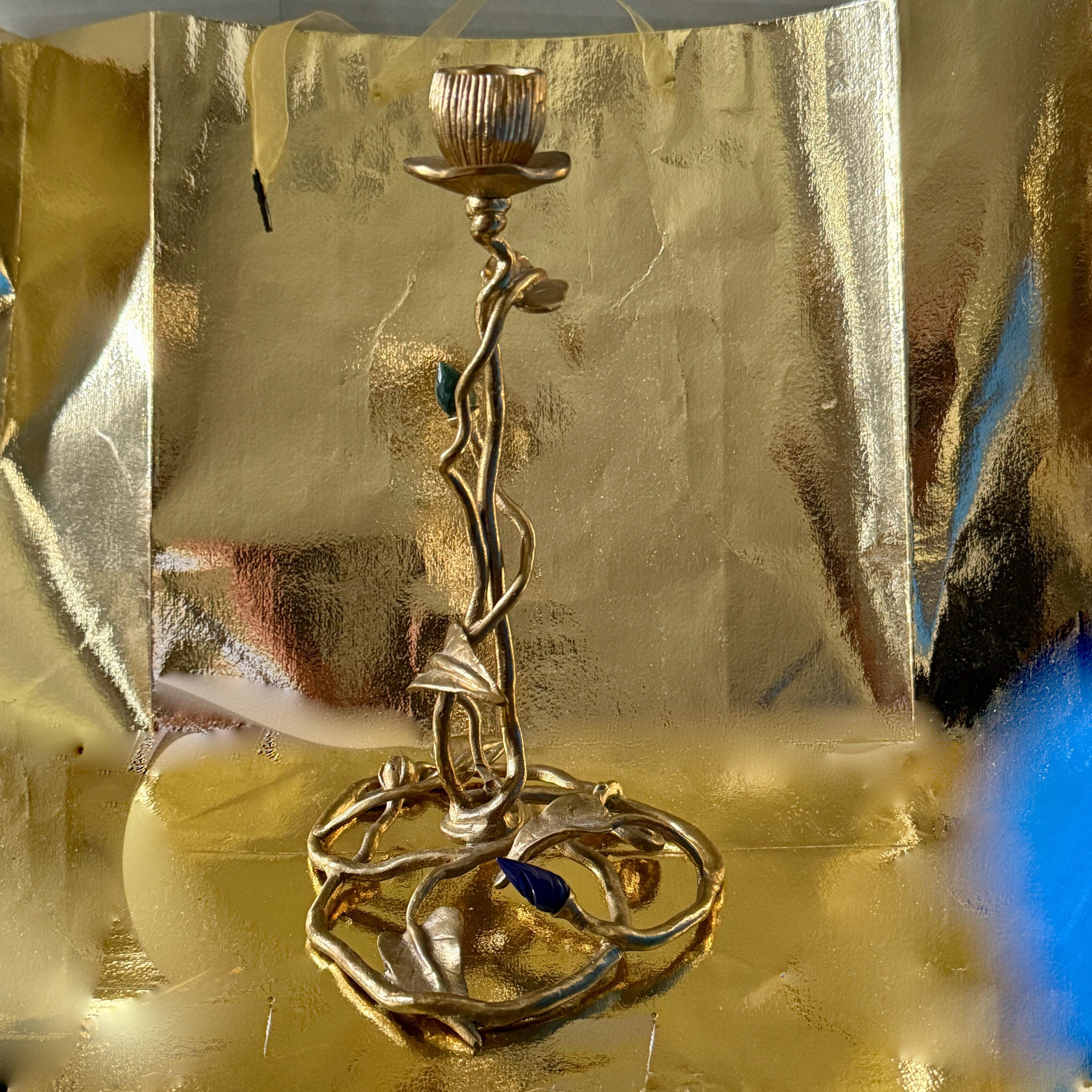 Wonderful Vintage Large Michael Aram Natural Brass Candle Stick