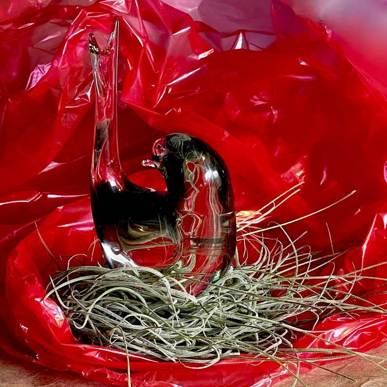 Vintage Large Mid Century Modern Tabletop Glass Decorative Bird