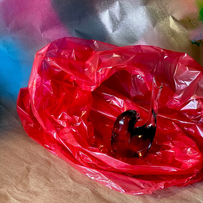 Vintage Large Mid Century Modern Tabletop Glass Decorative Bird