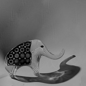 Vintage Modern Mid Century Abraham Palatnik Decorative Lucite Sculpture Large 10 Length 5 3/4High Black and White Elephant image 1