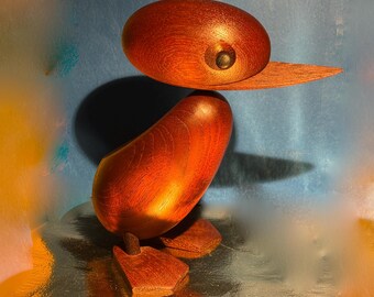Vintage Mid Century Modern Danish Teak Wood Duck Bird Figure Hans