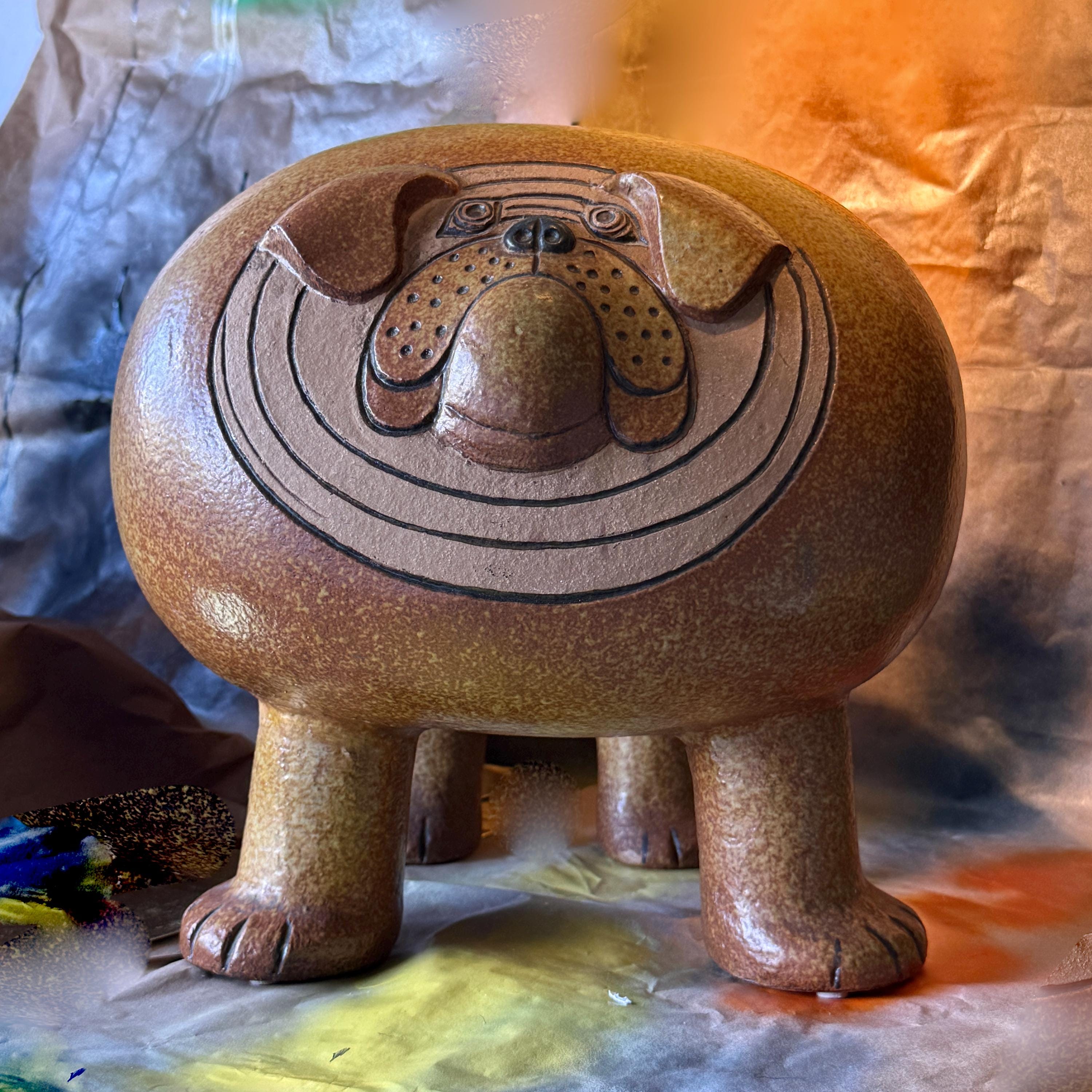 XXL Epic Rare Vintage Lisa Larson Decorative Ceramic Bull Dog