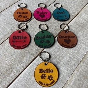 Custom Leather Dog / Cat Tag | Cute, Personalized Collar ID Tag