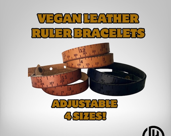 Vegan Leather Ruler Bracelet: Water-Resistant Tape Measure | Plant Based & Sustainable