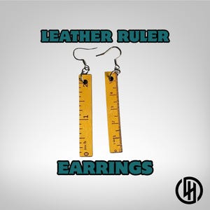 Ruler Earrings | Accurate, Functional Dangle Drop Earrings | Leather and Stainless Steel