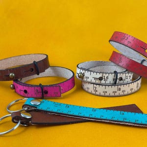 THE RULERS | Leather Ruler Bracelet - Double/Single Wrap | Ruler Keychains (Mini, Grab, and Wristlet) | Ruler Earring | Select a Style