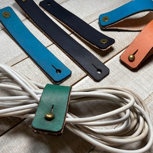 Leather Cord Holder | Single, 2 pack, 4 pack | Headphone Charge Cord Organizer | Practical Gift for him/her