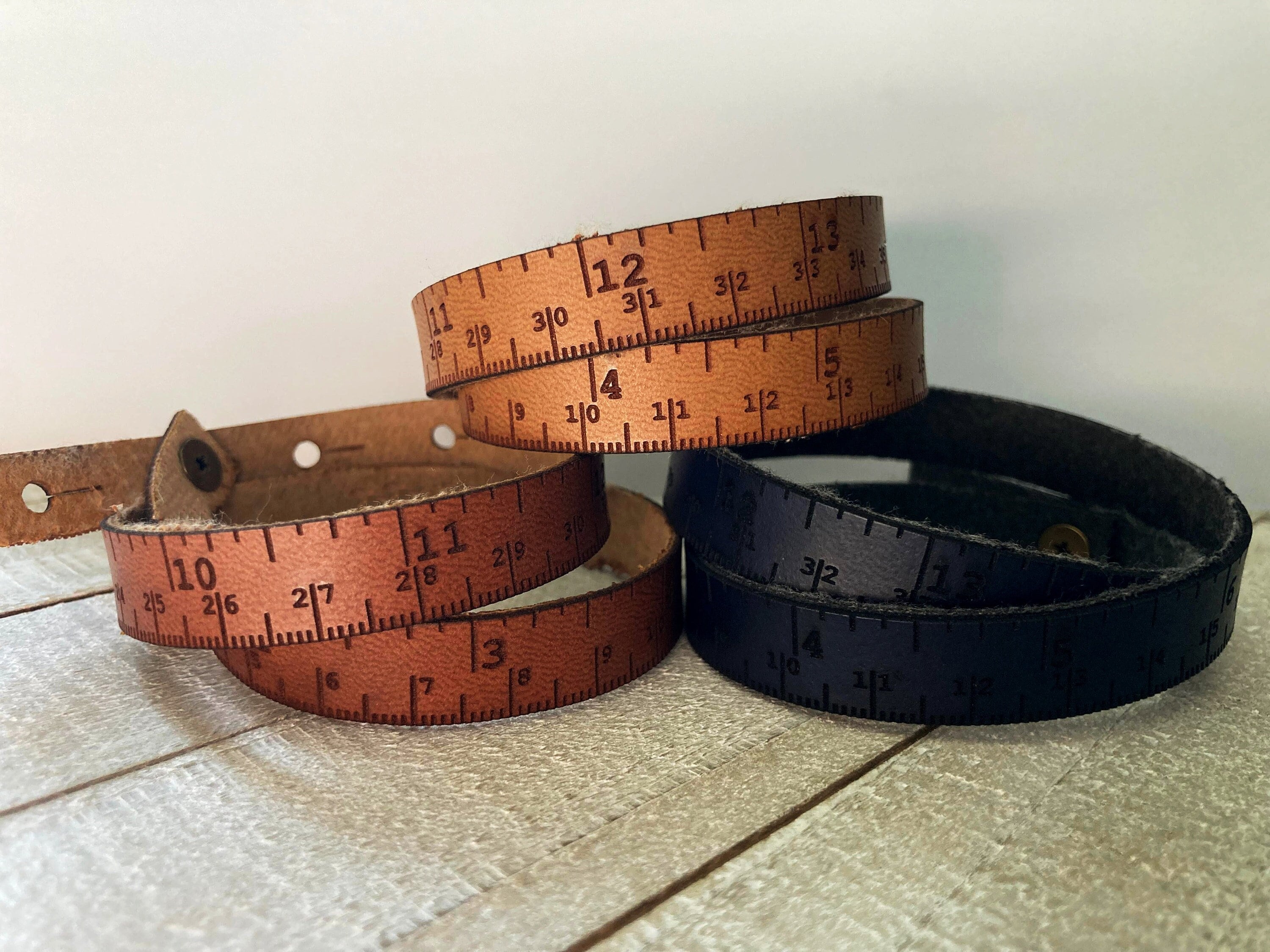 Leather-covered Retractable Tape Measures, 60, Made in Germany 