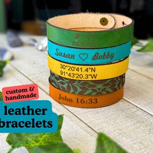 Personalized Leather Bracelet | Adjustable, Inside Engraving, Secret Hidden Message | Coordinate Bracelet | Perfect gift for men/women