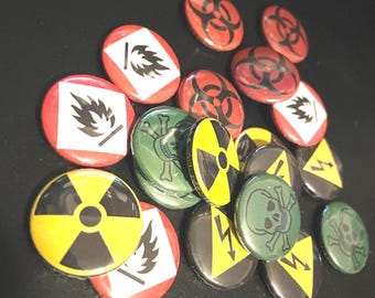 Hazard Symbol Pins: Punk Alt Grunge Accessories