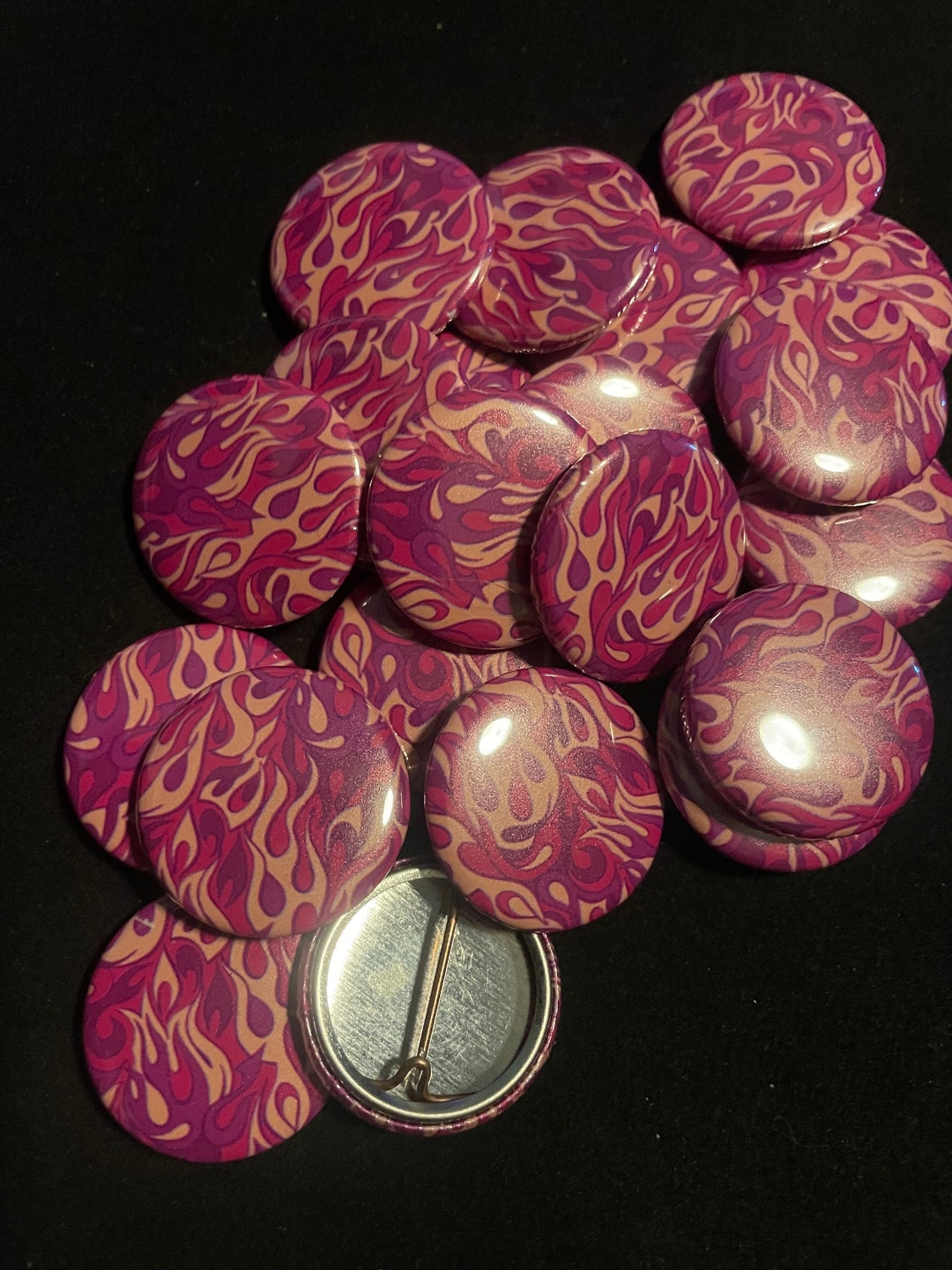 Limited Edition Pink Flame Button Pin: Y2K Kawaii Badge - Etsy