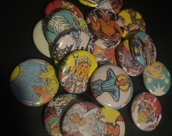 Tarot Card Pins: Major Arcana Badges, Witchy Occult Decor (1" Diameter)