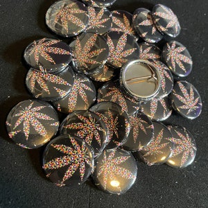 Limited Edition Pixelated Pot Leaf Pin Button: Stoner Gift