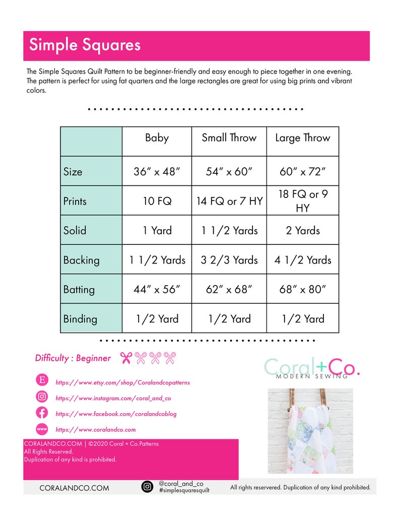 Beginner Quilt Pattern PDF Digital Download Baby Girl Quilt Pattern image 7