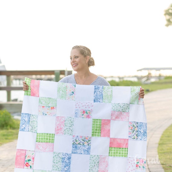 Beginner Quilt Pattern PDF Digital Download Baby Girl Quilt