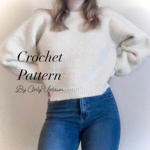 Raglan Slouchy Chunky Cropped Mock-Turtleneck Sweater Crochet Pattern / Crochet Sweater Pattern PDF / Fall / Autumn / Winter Apparel