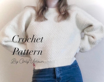 Raglan Slouchy Chunky Cropped Mock-Turtleneck Sweater Crochet Pattern / Crochet Sweater Pattern PDF / Fall / Autumn / Winter Apparel