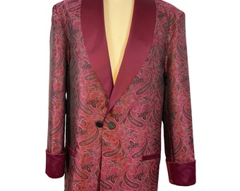 Men's Cherry Red Paisley Jacket with Black Bemberg Lining
