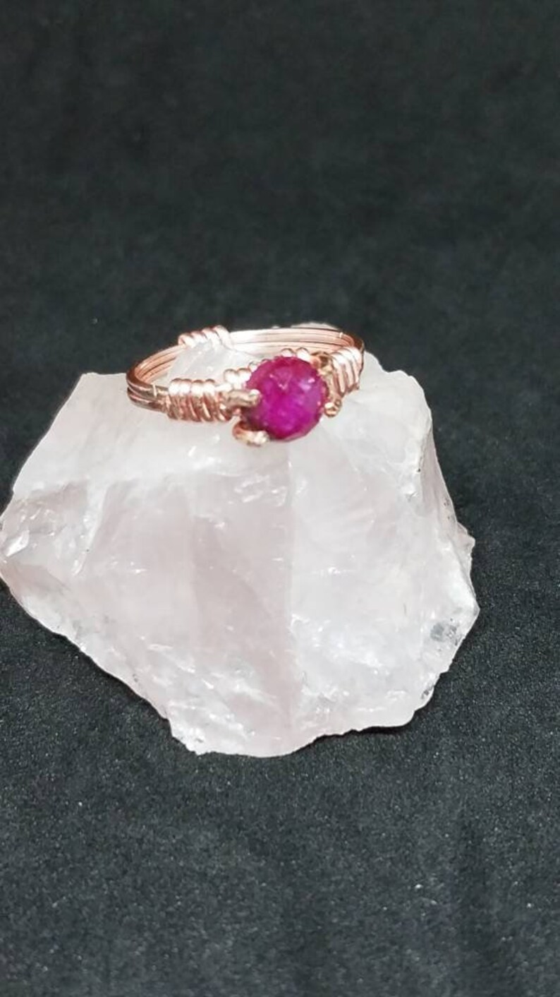 Bare Band Rose Gold Prong Ruby Ring Size 7