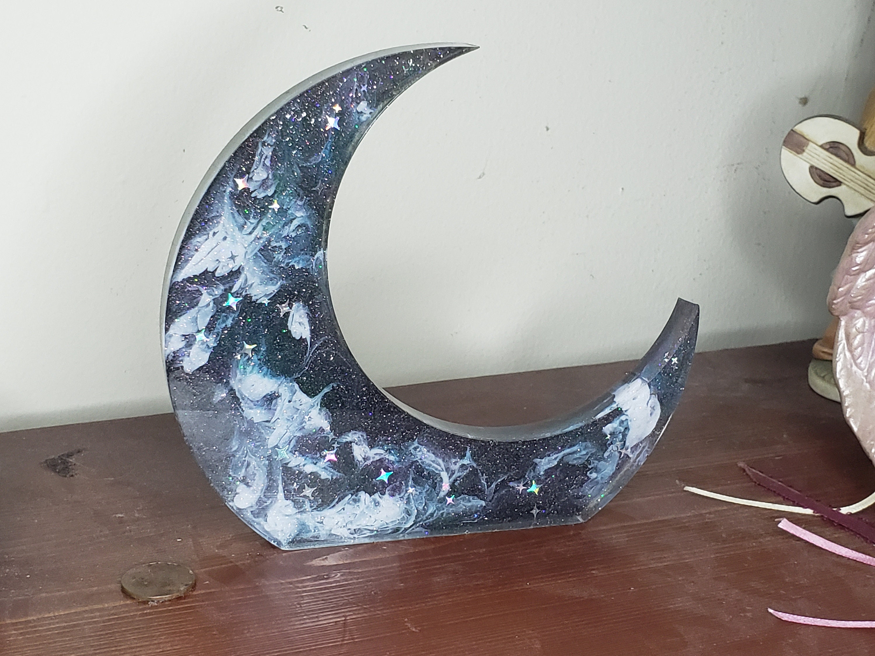 Galaxy Crescent Moon Galaxy Moon Home Decor Self Standing