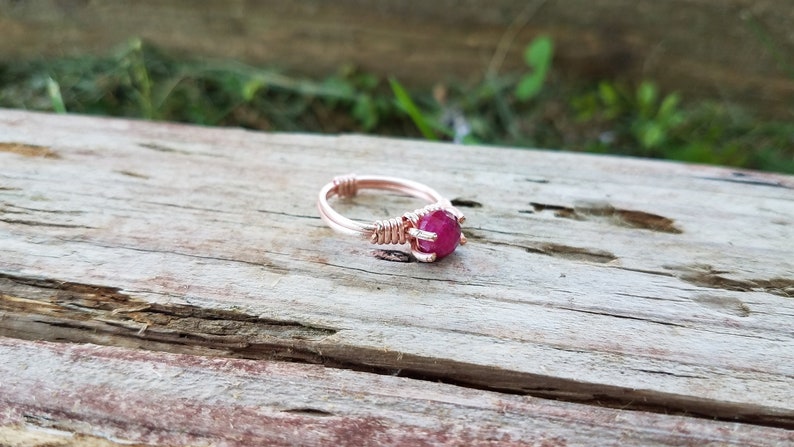 Bare Band Rose Gold Prong Ruby Ring Size 7