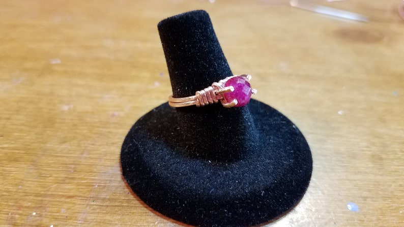 Bare Band Rose Gold Prong Ruby Ring Size 7