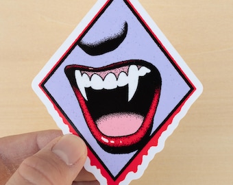 Vampire Fangs Sticker Halloween Pop Art Blood Red Lips Femme Fatale Gothic