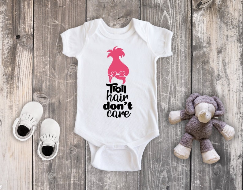 Baby Bodysuit Trolls Onesie Troll Hair Don/'t Care Baby Onesie Infant Onesie