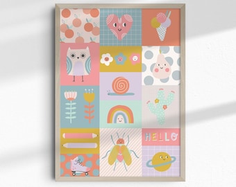 Kids cute character printable | DIGITAL Print | Kids room printable | Teacher resource printable