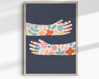 Hug art print | DIGITAL Print | Hug print | friendship print |