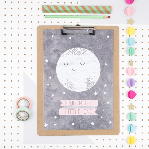 Good night Moon Print - Kids Wall Art - Classroom Art - Moon print kids - Scandinavian kids bedroom - good night wall art - Childs Playroom