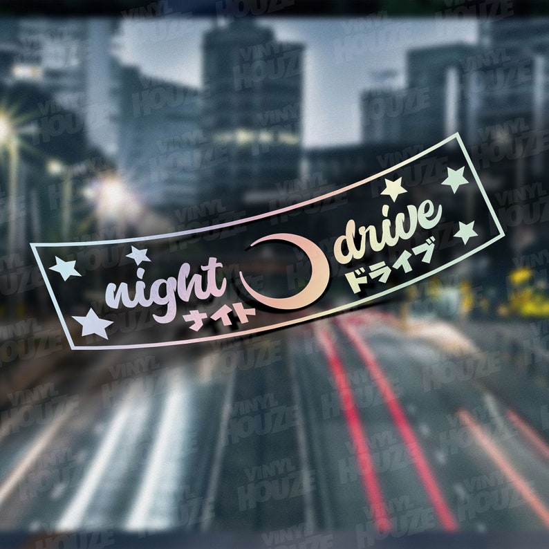 Night Drive Moonlite JDM Wave Tuner Anime Car Vinyl Drift Decal Sticker for Car Truck Window Laptop Die Cut 