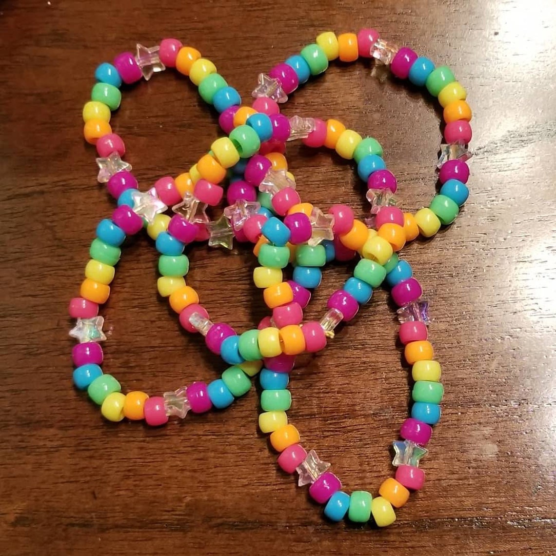 Neon Rainbow Gay Pride Kandi Star Bracelet Unit of 2 | Etsy