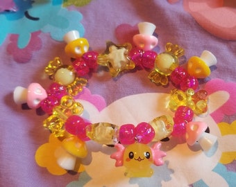 Animal Stim and Fidget Pal Kandi Bracelets - Rainbow Axolotls