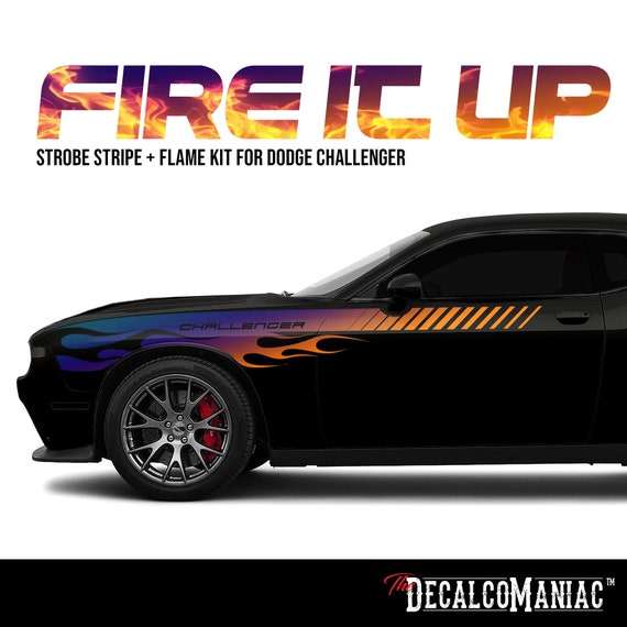 Stripe Flame Decal Kit for Dodge Challenger Etsy