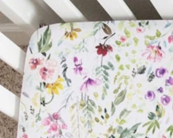 Wildflower Crib Sheet: Watercolor Floral Baby Bedding