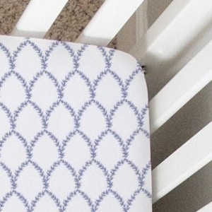 Blue Vine Trellis Crib Sheet: Botanical Baby Bedding