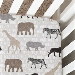 Safari Animals Crib Sheet, Neutral, Changing Pad Cover, Nursing Pillow Cover, Mini Crib Sheet, Bassinet Sheet, Wild Safari, Baby Bedding