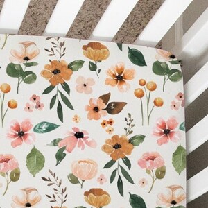 Crib Sheet, Boho Fall Floral, Changing Pad Cover, Nursing Pillow Cover, Mini Crib Sheet, Bassinet Sheet, Baby Bedding, Nursery Decor