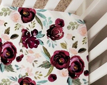 burgundy crib sheet