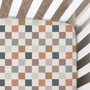 Checker Crib Sheet, Neutral, Earth Tones, Baby Bedding, Changing Pad Cover, Mini Crib Sheet, Nursing Pillow Cover, Bassinet Sheet, Nursery